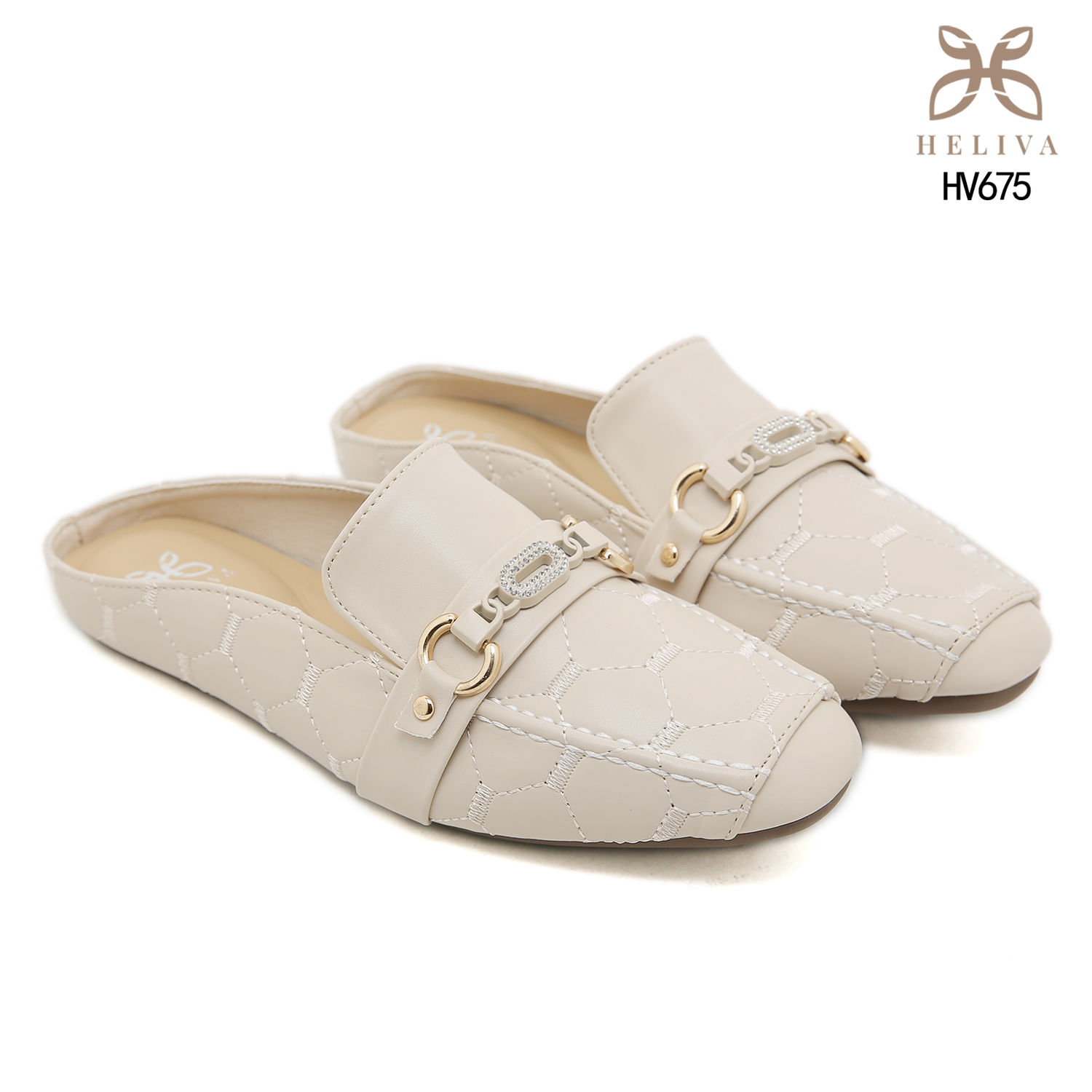 HELIVA MELLORA 1cm Quilted Flat Shoes Elegant Look HV675