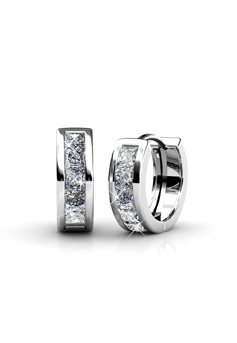 Her Jewellery Kristal Swarovski Square Hoop Earrings WG - Anting Crystal Swarovski by Her Jewellery