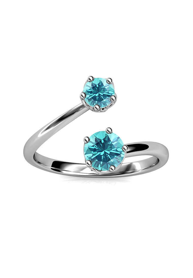 Her Jewellery Birth Stone Ring March Aquamarine WG - Cincin Crystal by Her Jewellery