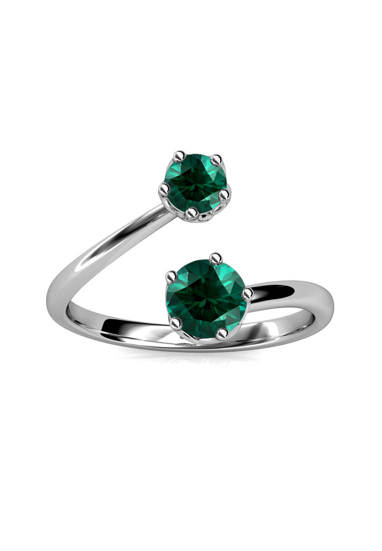 Her Jewellery Birth Stone Ring May Emerald WG - Cincin Crystal by Her Jewellery