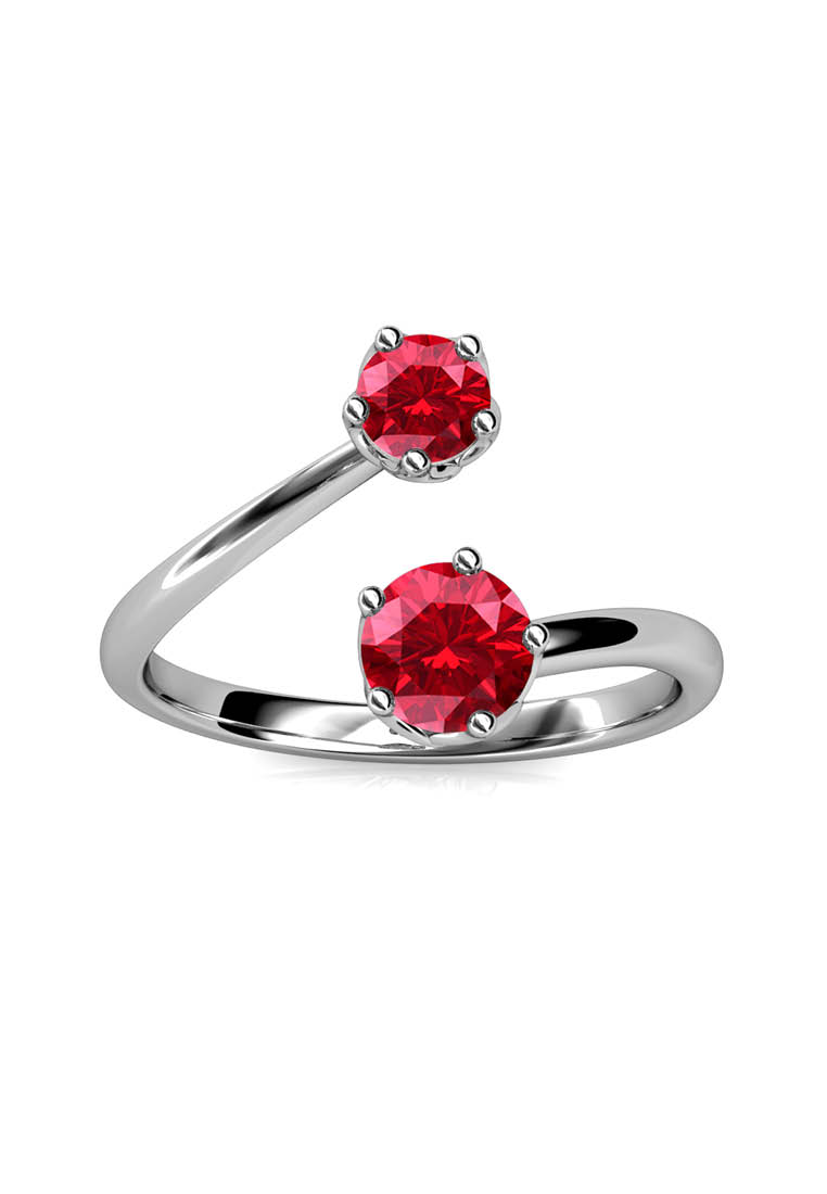 Her Jewellery Birth Stone Ring July Ruby WG - Cincin Crystal by Her Jewellery