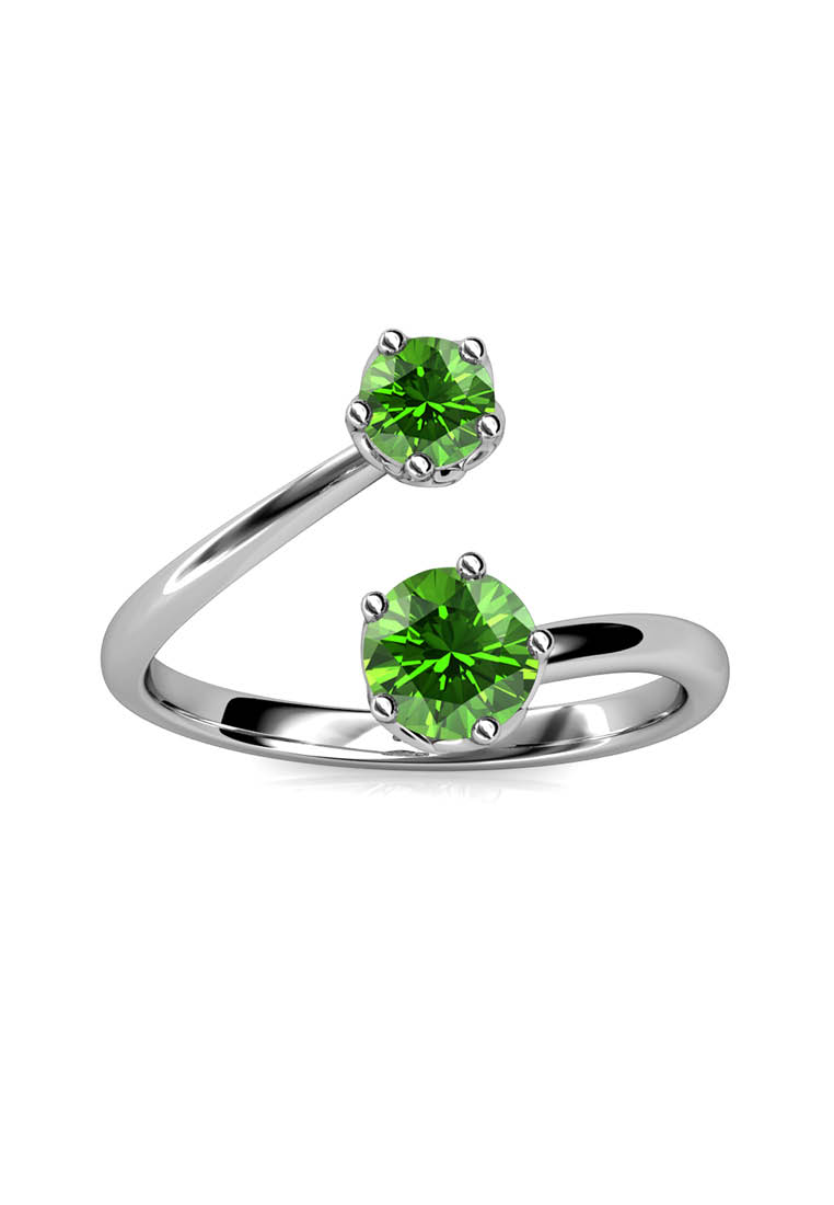 Her Jewellery Birth Stone Ring August Peridot WG - Cincin Crystal by Her Jewellery