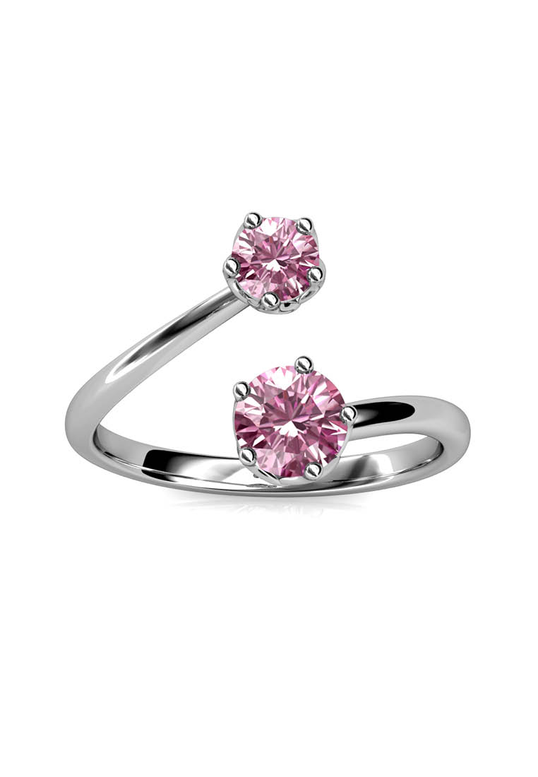 Her Jewellery Birth Stone Ring October Pink Tourmaline WG - Cincin Crystal by Her Jewellery
