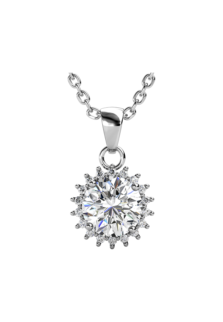 Her Jewellery Berlian Moissanite Florale Pendant [GRA CERTIFICATE MOISSANITE DIAMOND] - Kalung 1ct M