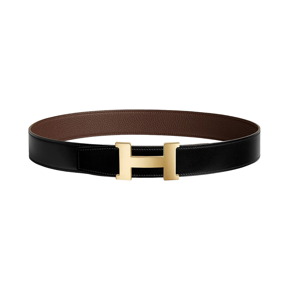 Hermès Constance Permabrass Buckle & Reversible Belt 38mm Togo Noir/Chocolat