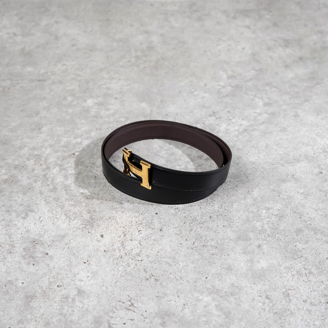 Hermès Ikat Pinggang HERMES GHW 32MM DARK BROWN BLACK REVERSIBLE BELT 100% ORIGINAL