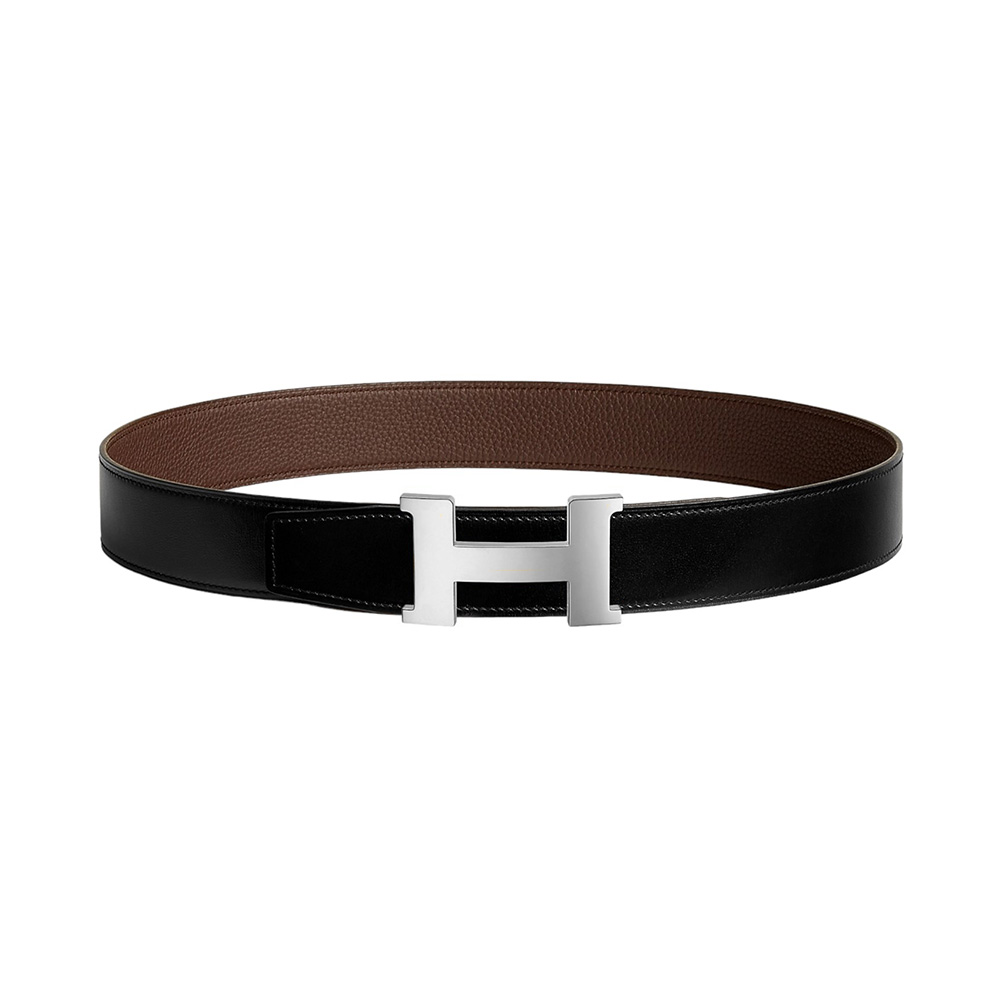Hermès Constance Gris Moyen Buckle & Reversible Belt 38mm Togo Noir/Chocolate