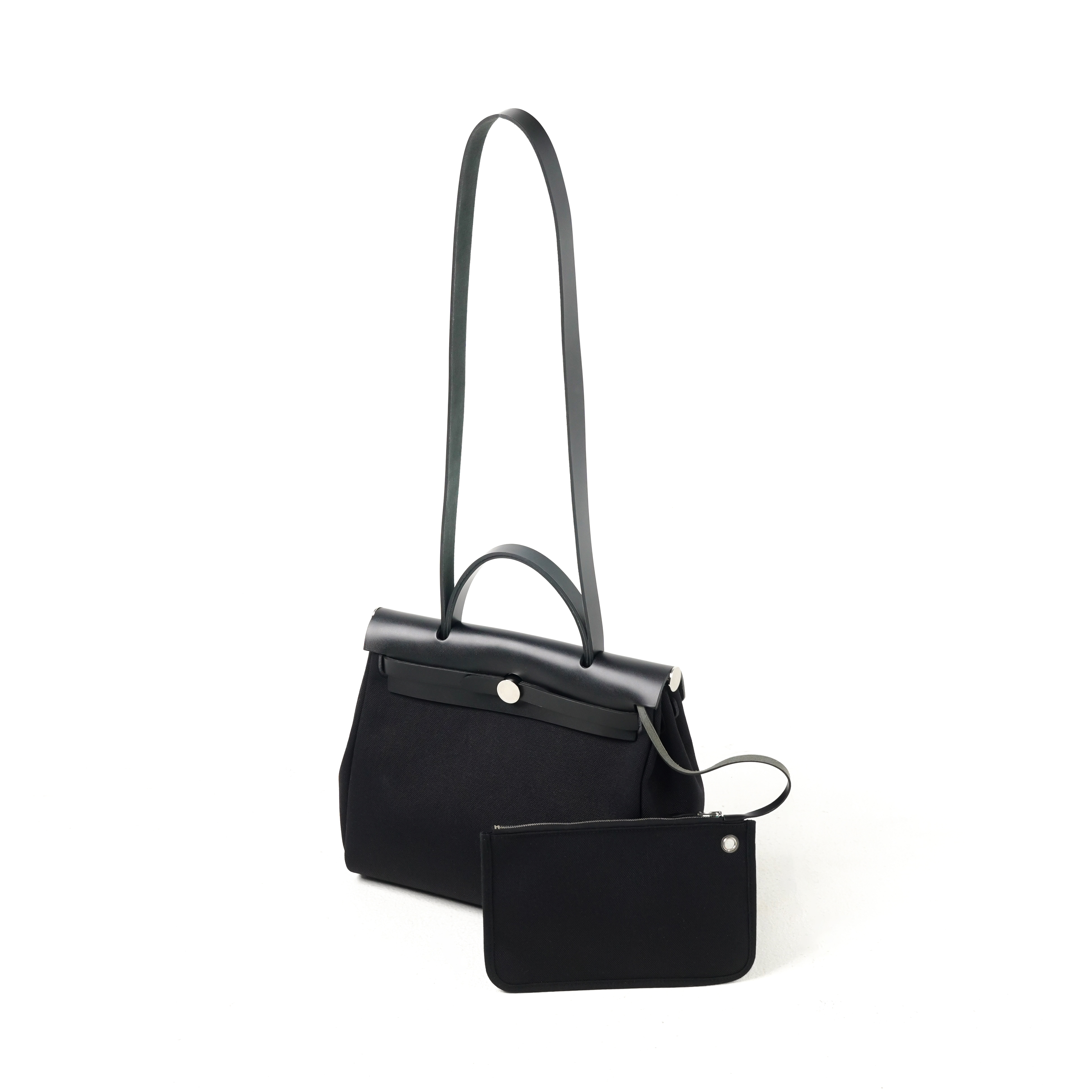 Hermès Tas HERMES HERBAG 31 HB31 ALL BLACK PHW SHOULDER BAG 100% ORIGINAL