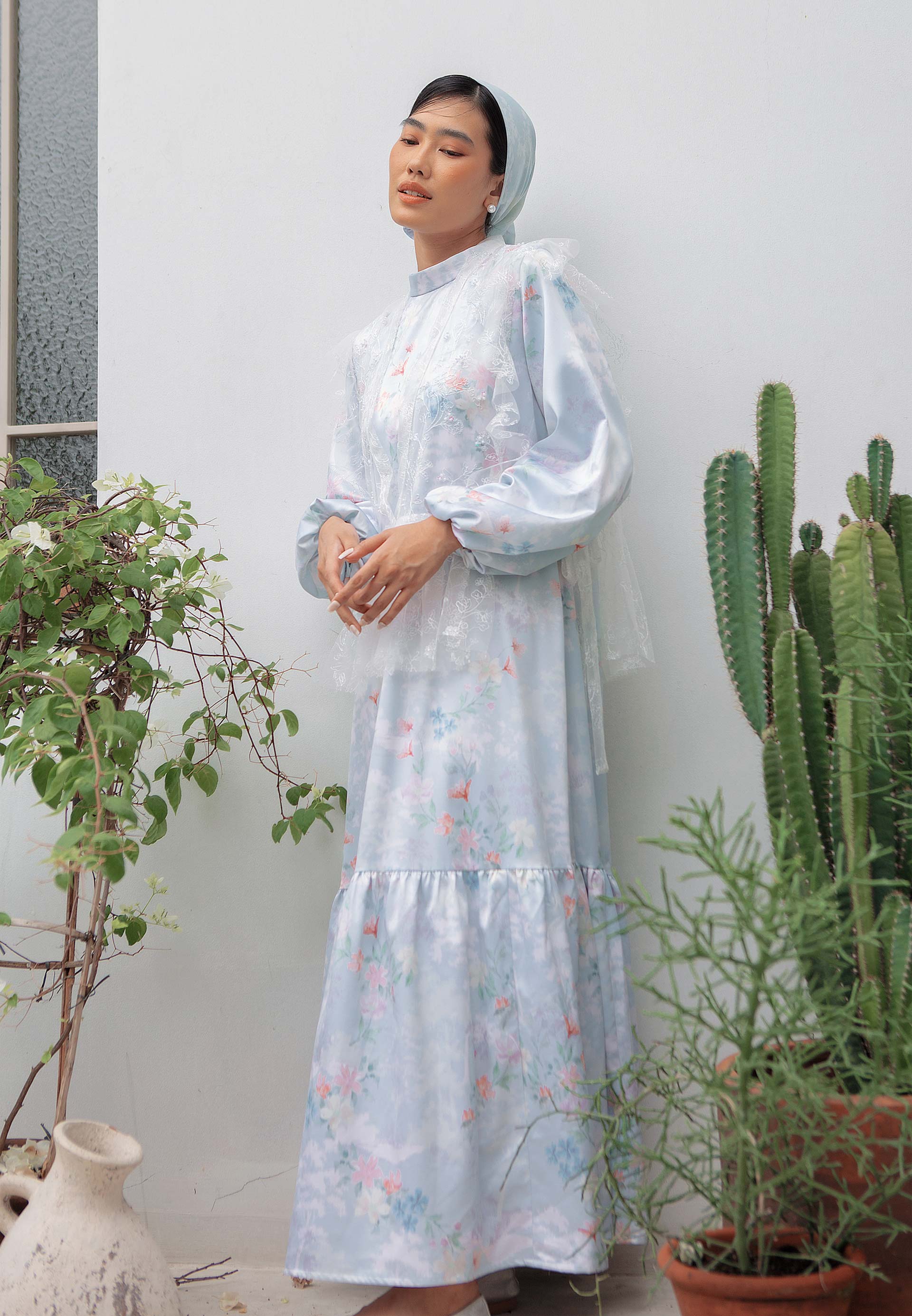 HijabChic Lavena Dusty Blue Clothing Set