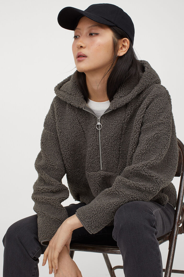 Faux shearling hoodie