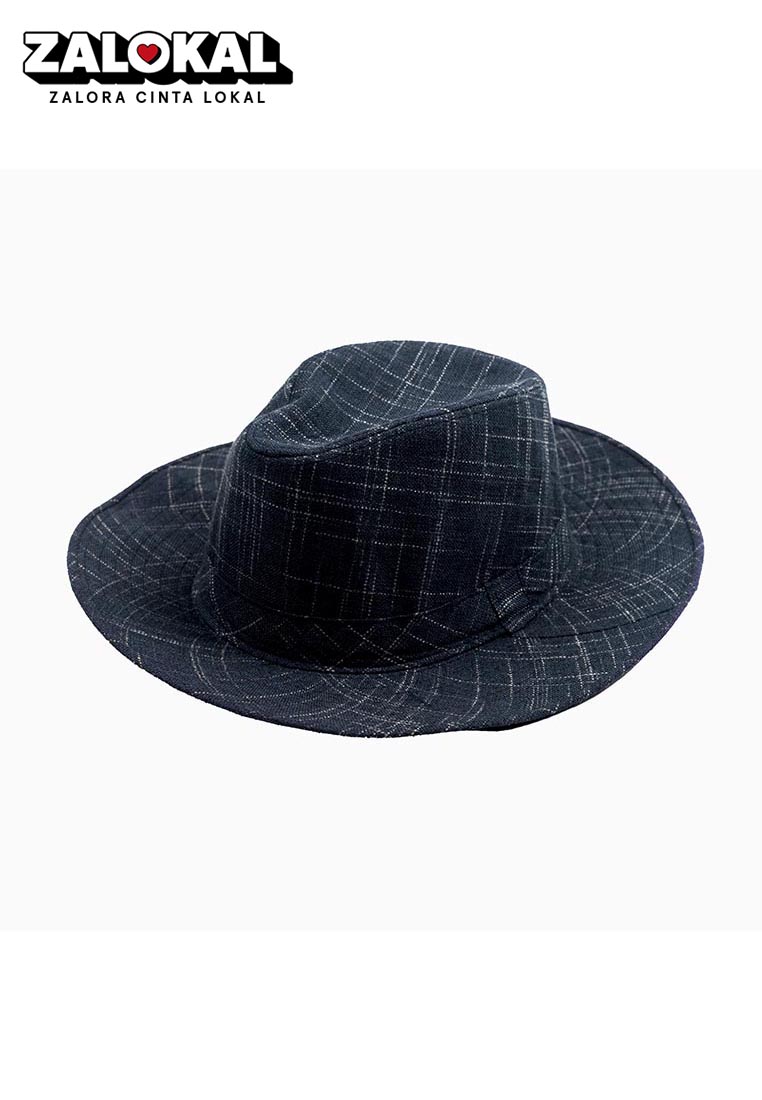House of Cuff Houseofcuff Topi Panama Hat Fedora Pantai Cowboy Lebar Unisex Navy