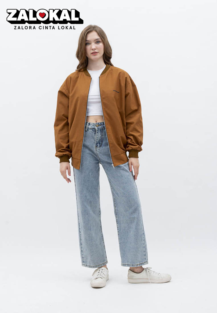 House of Cuff Houseofcuff Jaket Bomber Wanita Pria Unisex Polos Windbreaker Cokelat