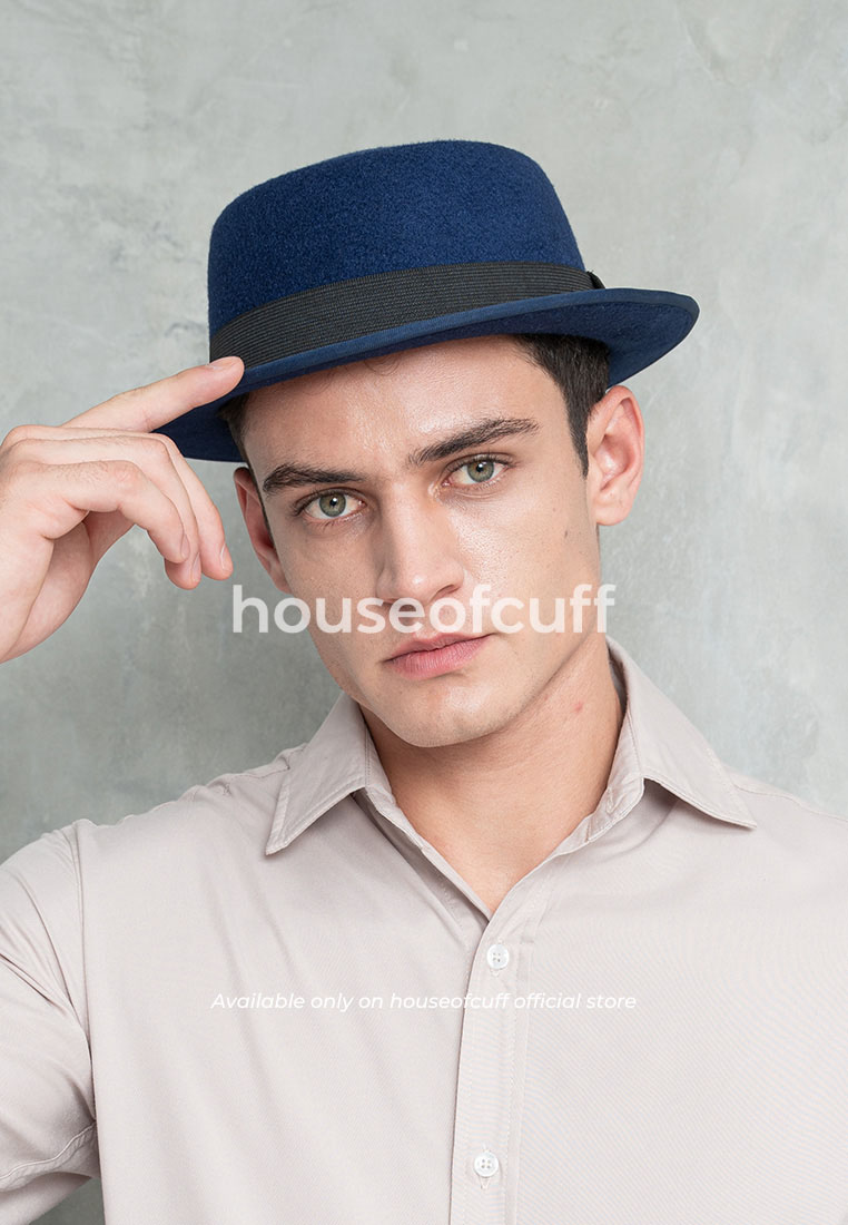 House of Cuff Topi Pork Pie Hat Fedora Biru