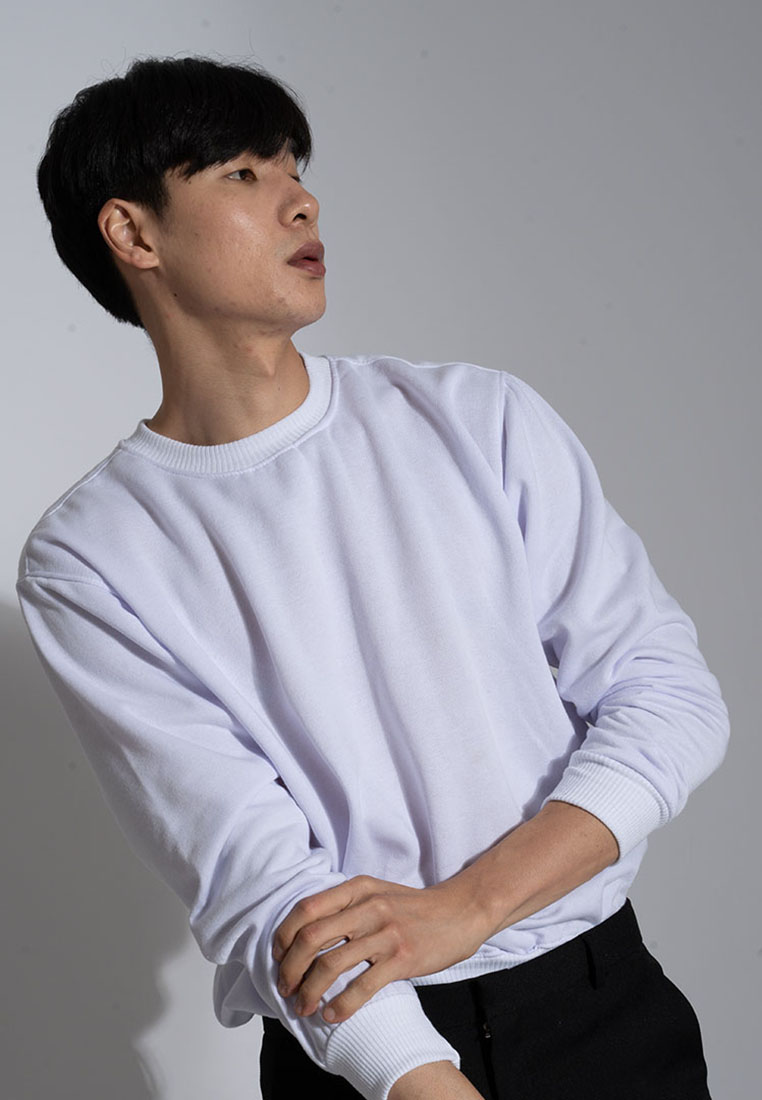 House of Cuff sweater basic lengan panjang baju sweater tebal putih