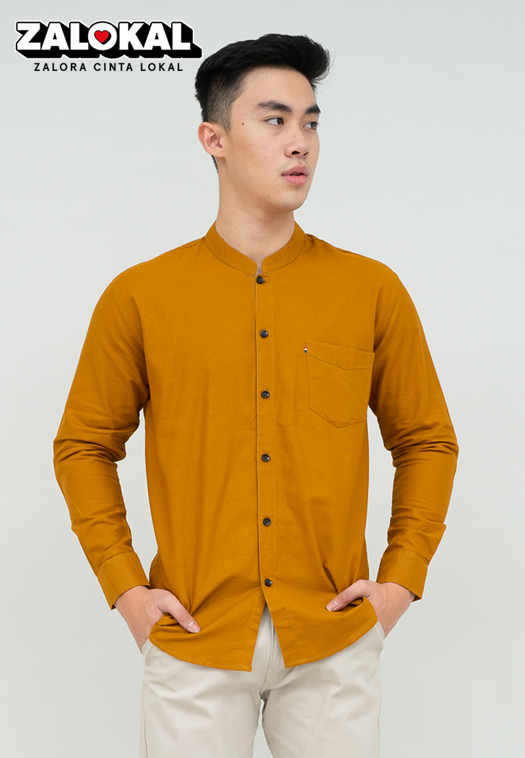 House of Cuff Houseofcuff kemeja Koko Lengan Panjang Pria Mustard