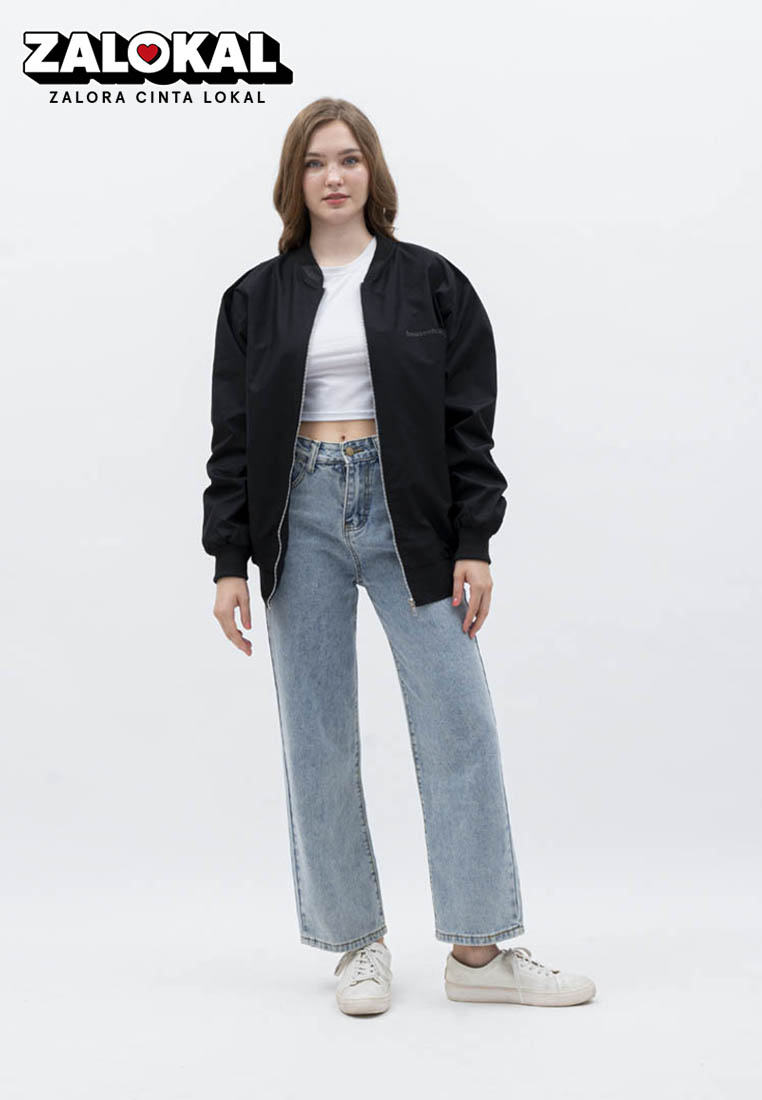House of Cuff Houseofcuff Jaket Bomber Wanita Pria Unisex Polos Windbreaker Hitam