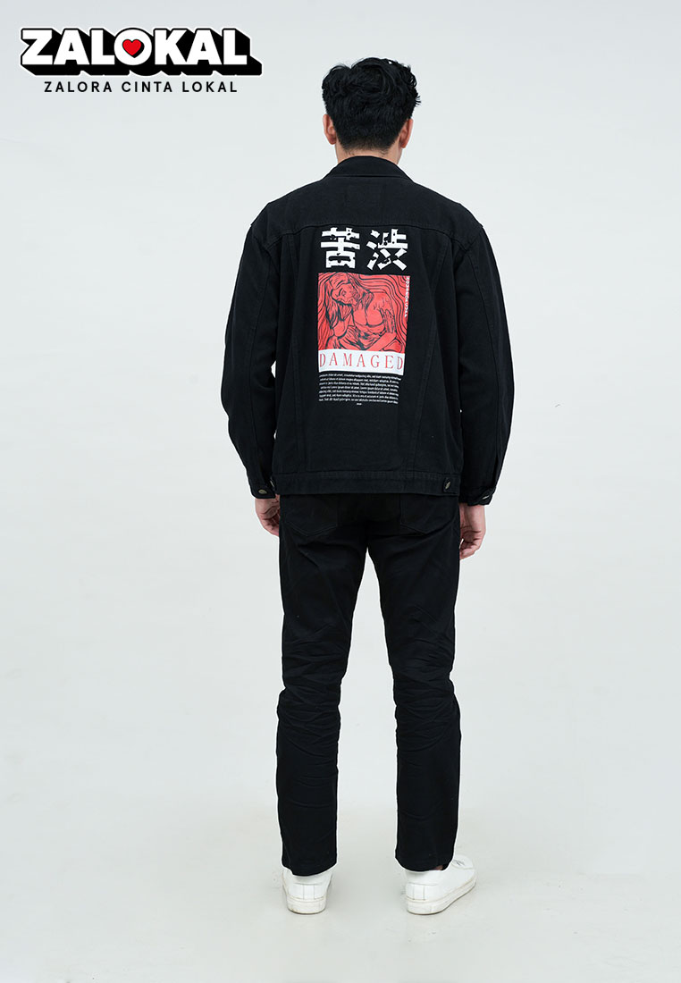 House of Cuff Houseofcuff Jaket Jeans Denim Hitam Tebal Pria Unisex Damaged