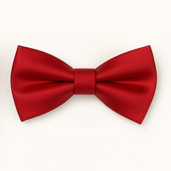 House of Cuff Houseofcuff Dasi Kupu Polos Bowtie Pria Bahan Satin Merah