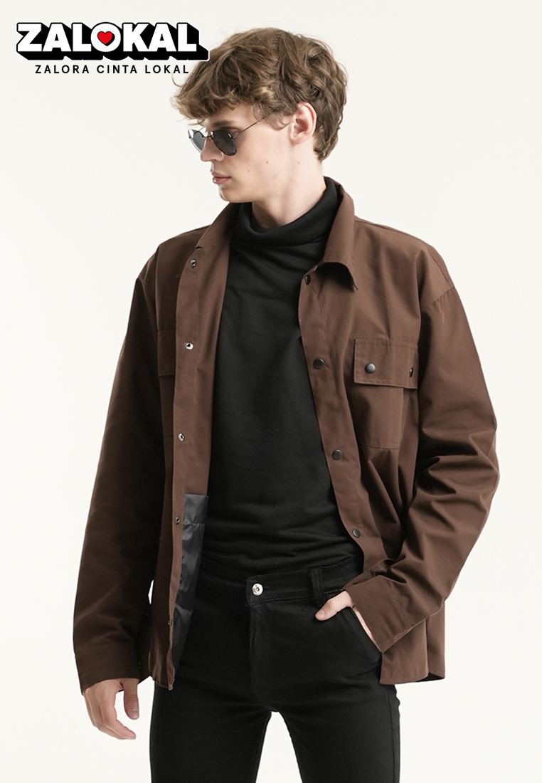 House of Cuff Jaket parka outer jaket pria semi parka warna coklat