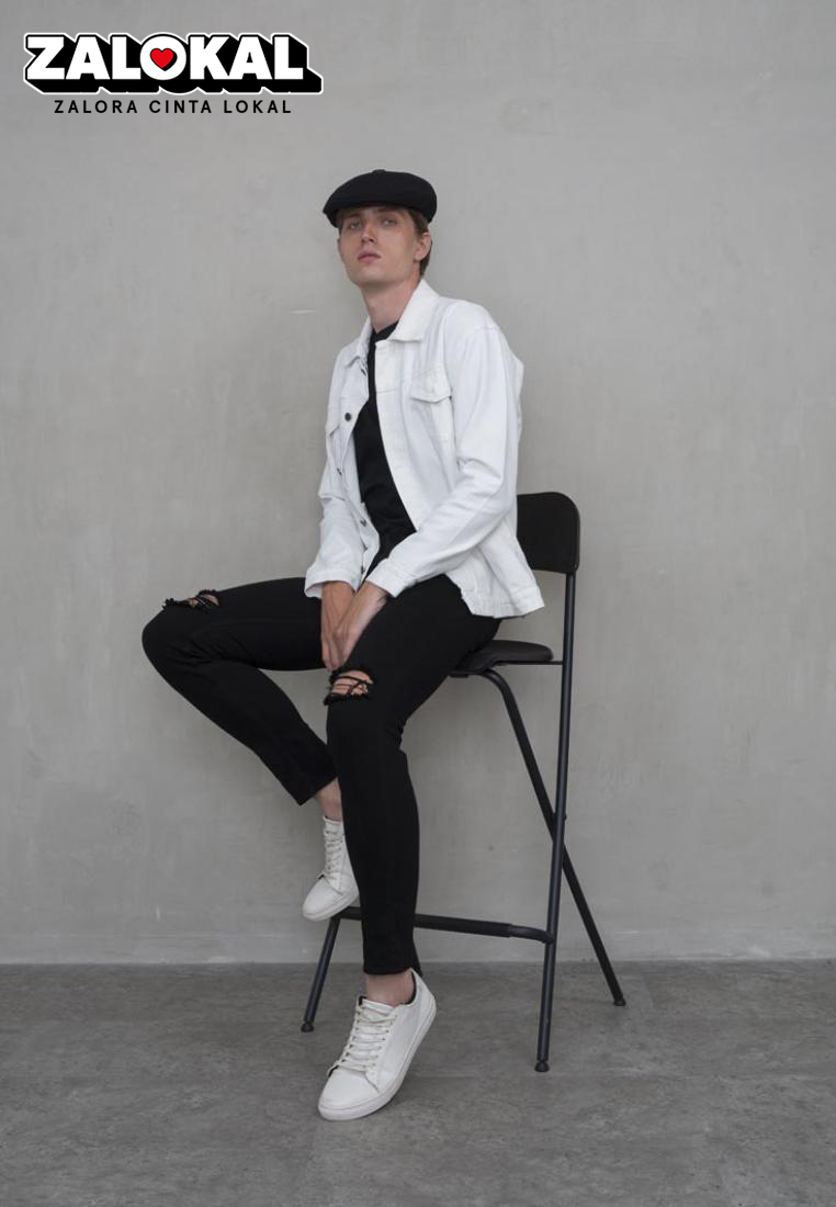 House of Cuff Jaket Jeans Pria Polos Tebal Dilan Jaket Denim Putih