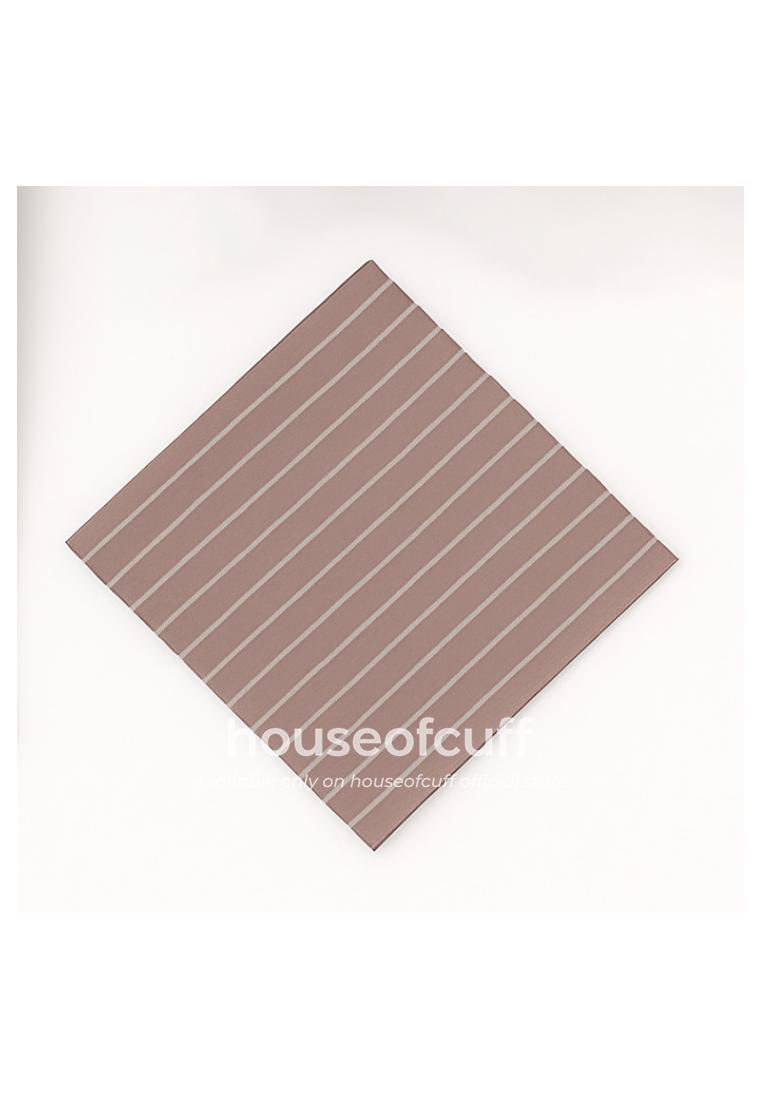 House of Cuff Houseofcuff Pocket Square Sapu Tangan Jas Pria Bahan Katun Motif Garis Coklat Muda