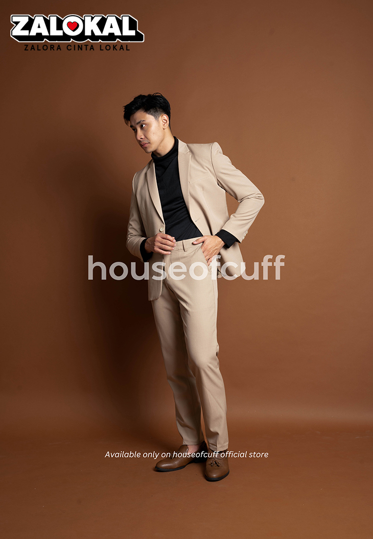 House of Cuff Houseofcuff Jas Set Celana Formal Blazer Krem Formal Pria Jas Nikah