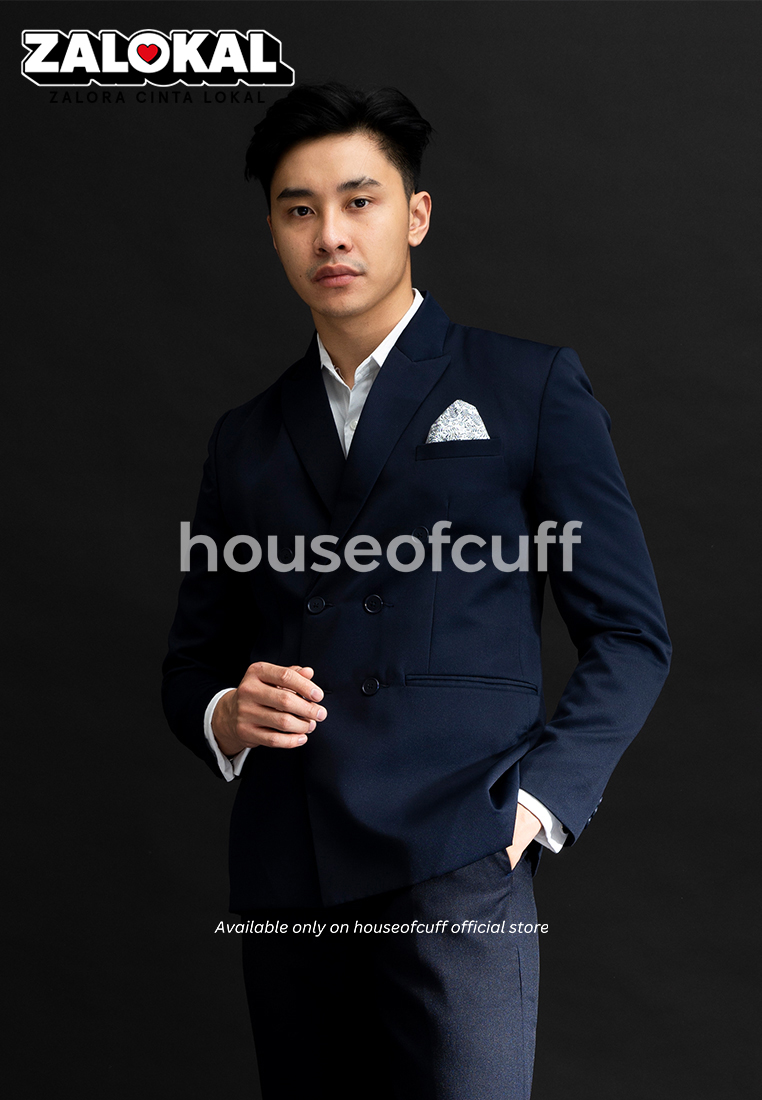 House of Cuff Jas Double Breast Navy Blazer Formal Pria Jas Nikah