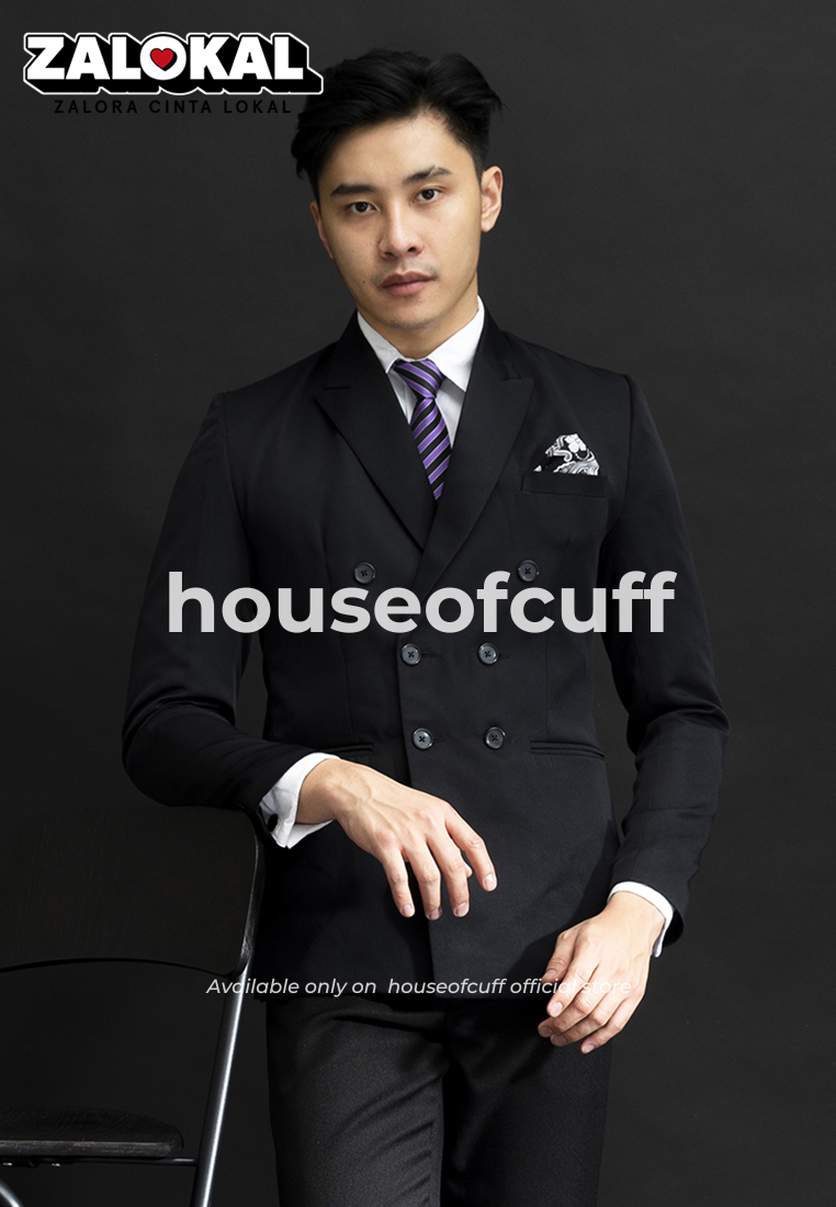 House of Cuff Jas Double Breast Hitam Blazer Formal Pria Jas Nikah