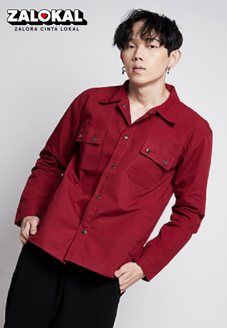 House of Cuff Jaket parka outer jaket pria semi parka warna Marun