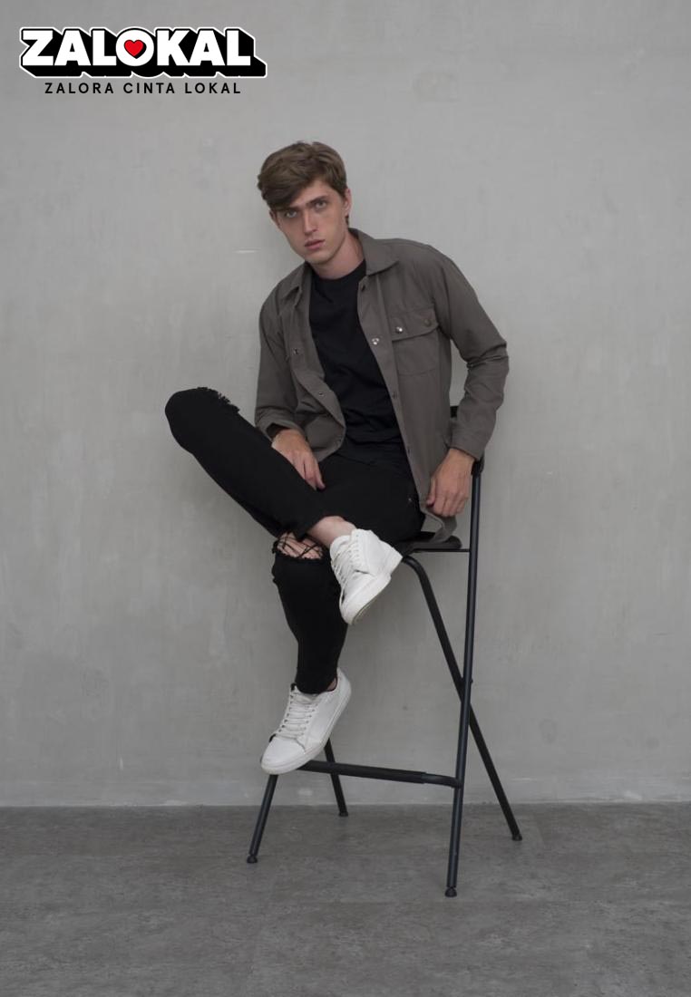 House of Cuff Jaket parka outer jaket pria semi parka warna Abuabu