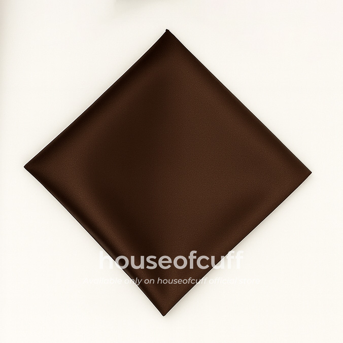House of Cuff Houseofcuff Pocket Square Sapu Tangan Jas Pria Bahan Satin Coklat