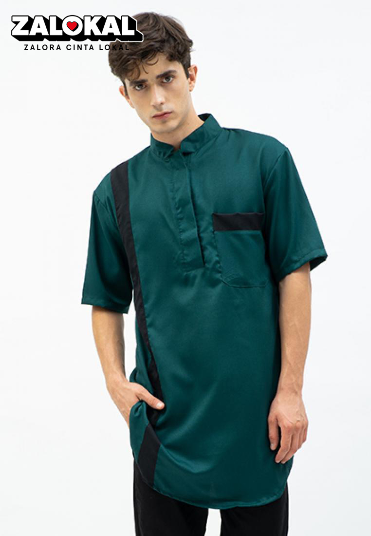 House of Cuff baju Koko Kurta pakistan lengan pendek muslim gamis pria houseofcuff B - HIJAU BOTOL