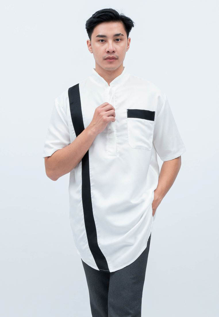 House of Cuff Baju Koko Kurta Pakistan Lengan Pendek Muslim Gamis Pria Houseofcuff J PUTIH