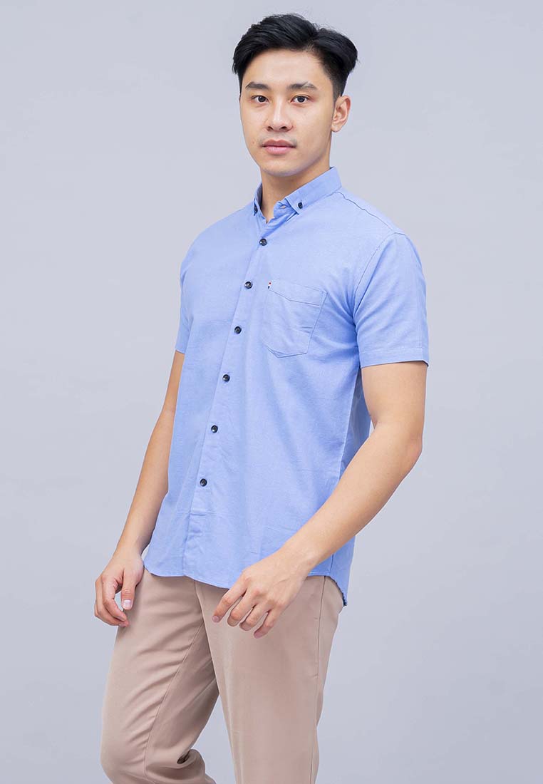 House of Cuff Houseofcuff Kemeja Pria Lengan Pendek Slim Fit Biru Langit