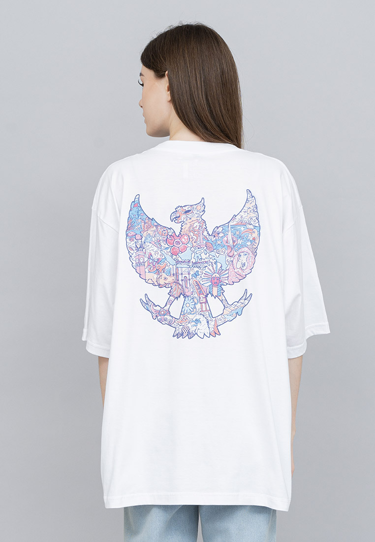 House of Cuff Houseofcuff Kaos Oversized T-shirt Wanita Unisex Tebal Putih Garuda