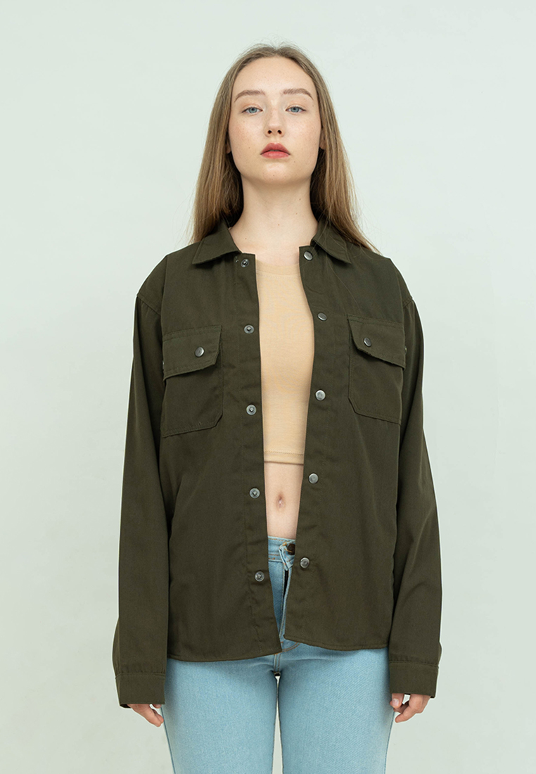 House of Cuff Jaket parka outer jaket wanita semi parka warna Army unisex