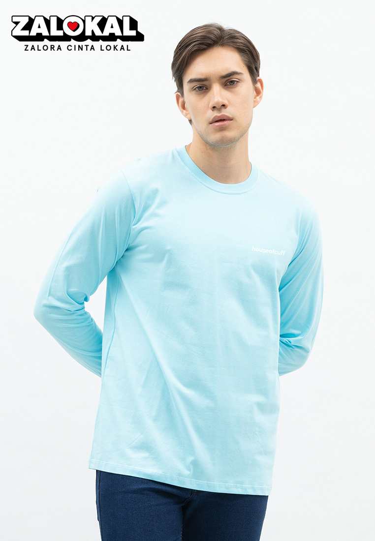 House of Cuff Houseofcuff Kaos Cotton Combed Lengan Panjang Pria Biru Langit