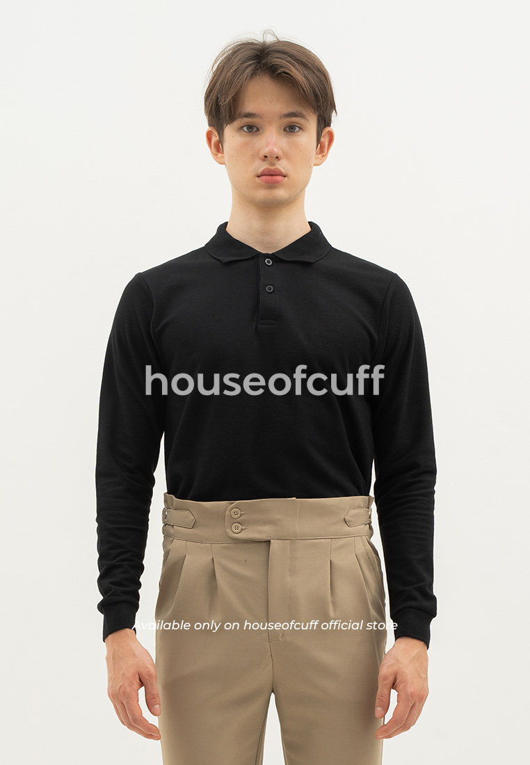 House of Cuff Houseofcuff polo shirt kaos kerah polo lengan panjang slim fit Hitam