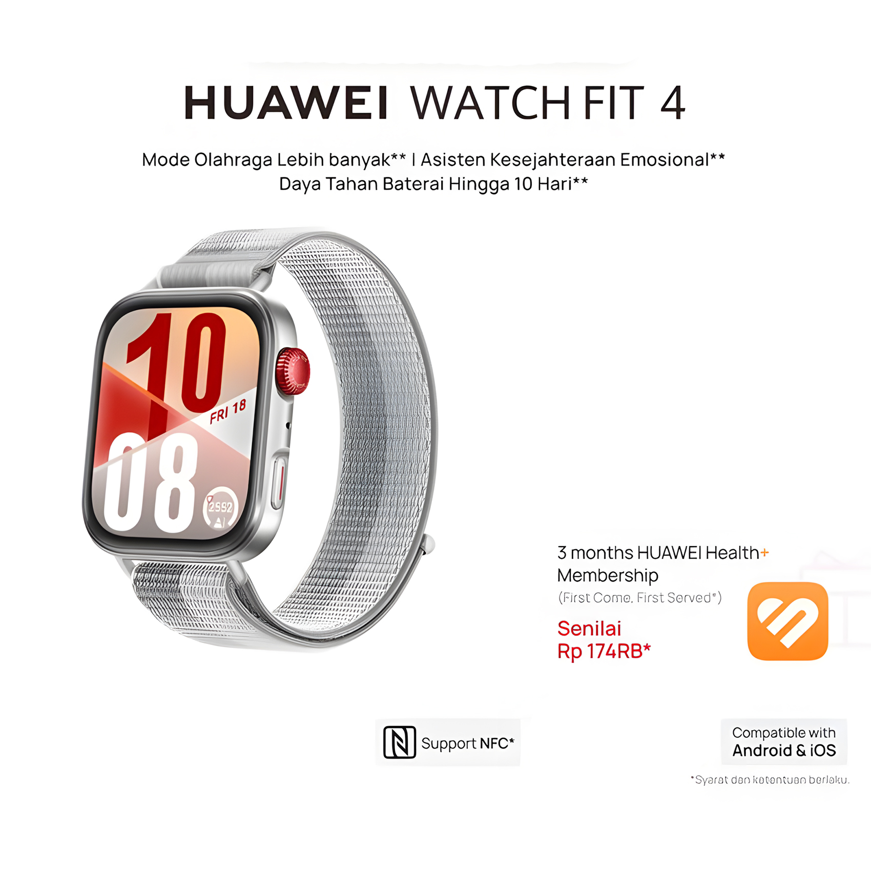 HUAWEI WATCH FIT 4 Series | Stylish Design | GPS | 10-Day Battery Life* | Sports Tracking | Health M