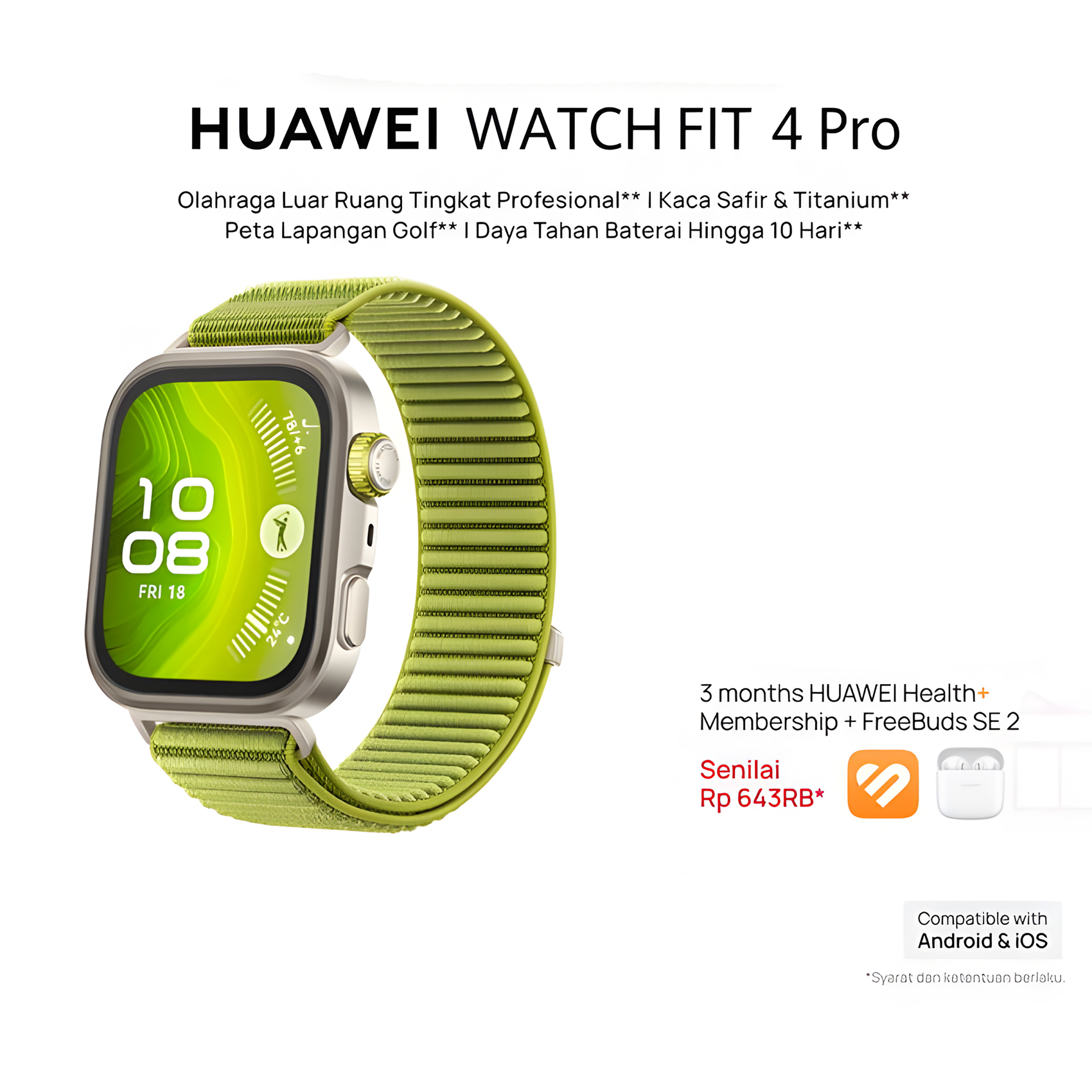 HUAWEI WATCH FIT 4 Pro | Sapphire Glass & Titanium | Pro-Level Outdoor Sports | ECG | 10-Day Battery