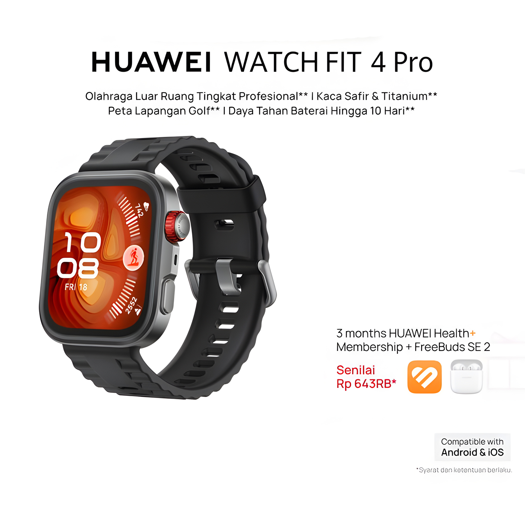 HUAWEI WATCH FIT 4 Pro | Sapphire Glass & Titanium | Pro-Level Outdoor Sports | ECG | 10-Day Battery