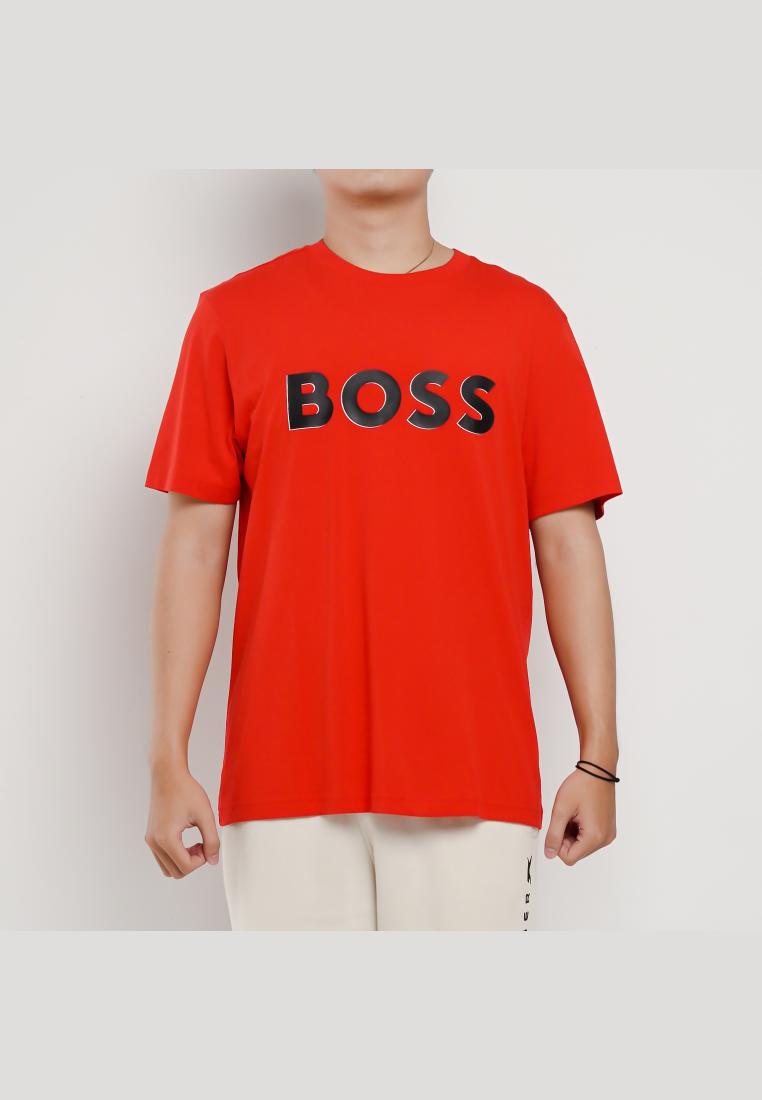 Hugo Boss Kaos HUGO BOSS TEEBO BIG TEXT CENTER BLACK RED TSHIRT 100% ORIGINAL