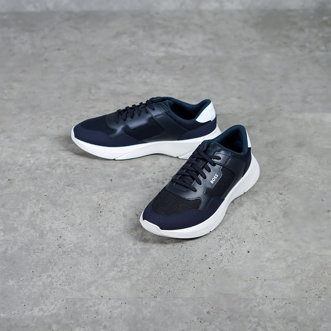 Hugo Boss Sepatu HUGO BOSS DEAN RUNN WHITE NAVY SNEAKER 100% ORIGINAL