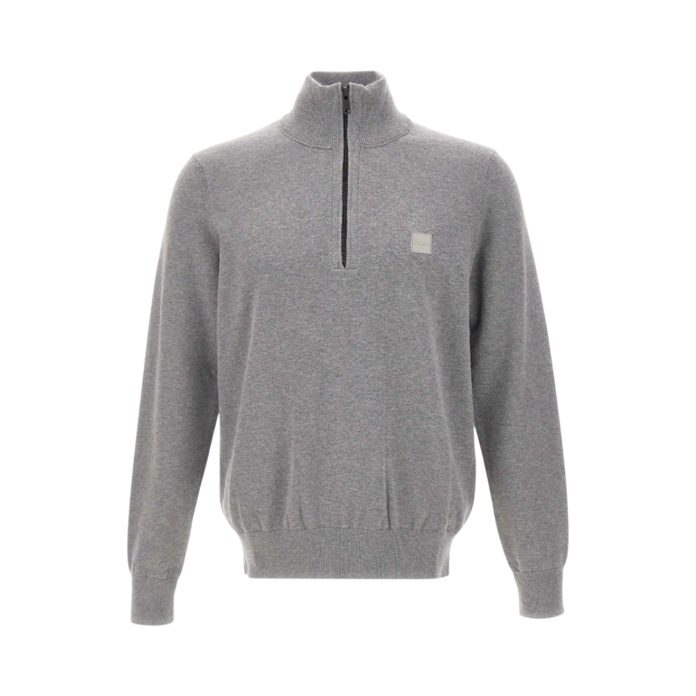 Hugo Boss Kanobix Zip-Neck Sweater Cotton Cashmere Grey
