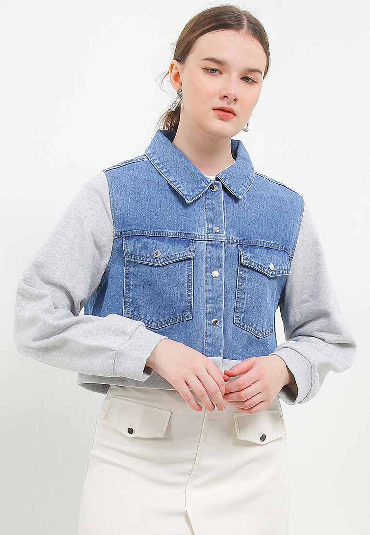 Hush Puppies Pp Fansi Denim Jacket With Knit Sleeve
