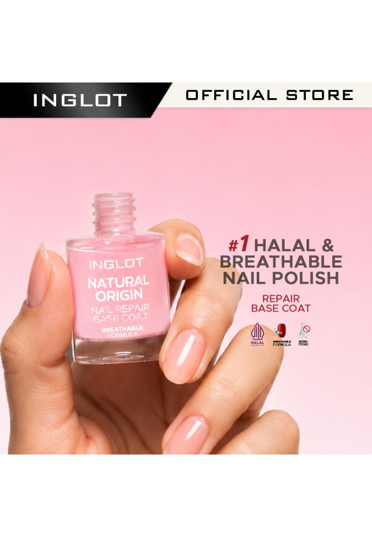 INGLOT Natural Origin Nail Repair Base Coat 8ml - Nail Treatment, Breathable, Transparan, Bening, Ku