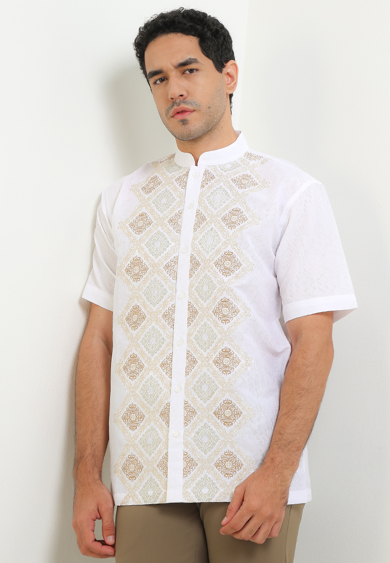Intresse (Intresse X Sandiaga Uno Collection) Intresse Minang Gold White Long Sleeve Baju Koko