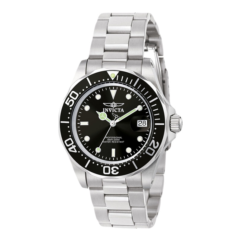Invicta Jam Tangan Pria INVICTA Pro Diver 9307 Black Dial Stainless Steel Strap