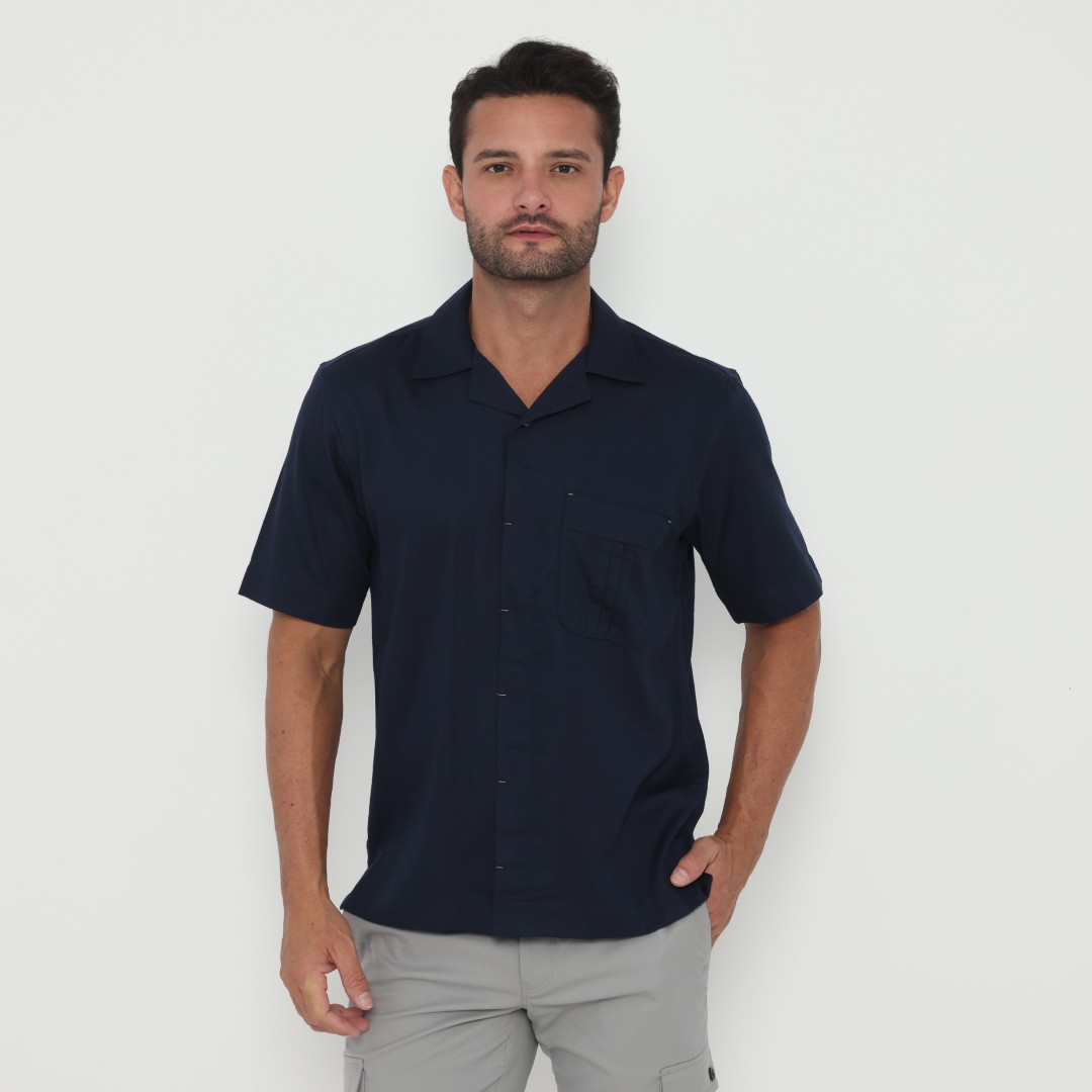 Jack Nicklaus Morpheus Kemeja Pria Lengan Pendek Relaxed Fit Navy Colour Navy