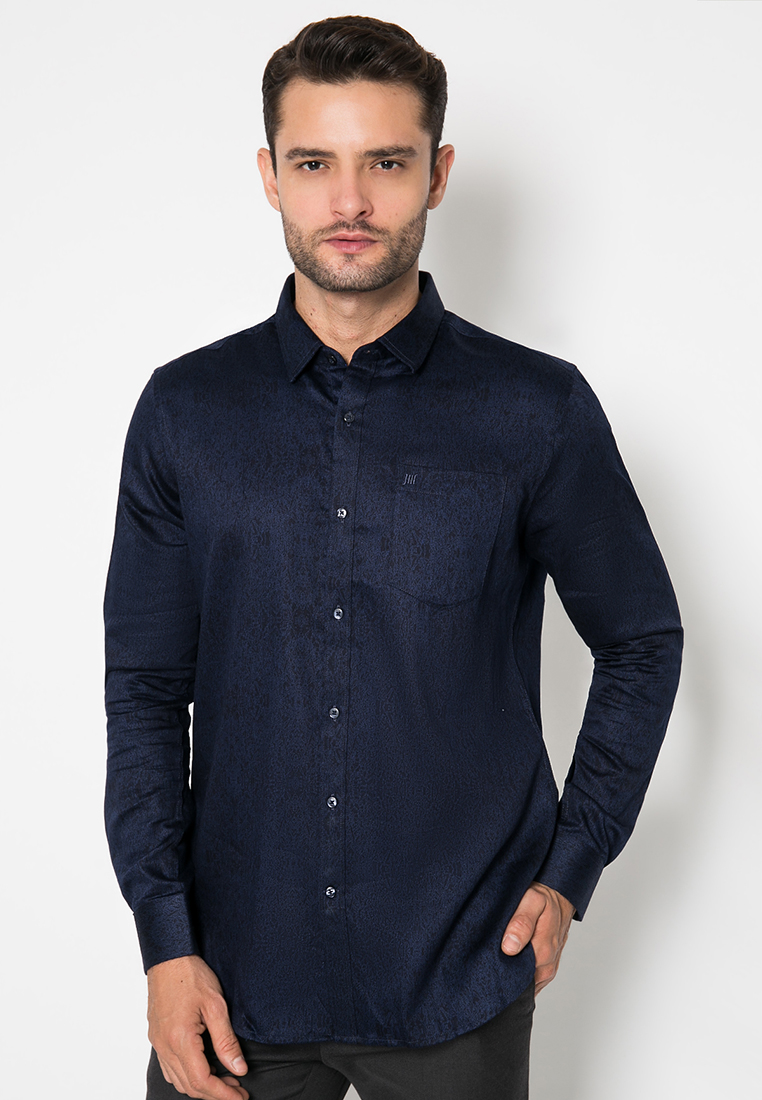 Johnwin - Kemeja Formal - Kemeja Lengan Panjang - Kemeja Pria - Navy